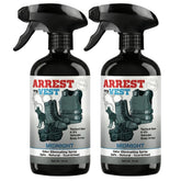 Arrest My Vest front packaging showing two 16 oz bottles and product branding benefit: clear identification