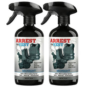 Arrest My Vest front packaging showing two 16 oz bottles and product branding benefit: clear identification
