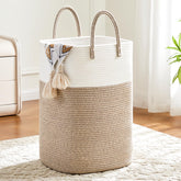 Artfeel front view brown cotton rope hamper showing elegant storage benefit