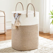 Artfeel front view brown cotton rope hamper showing elegant storage benefit
