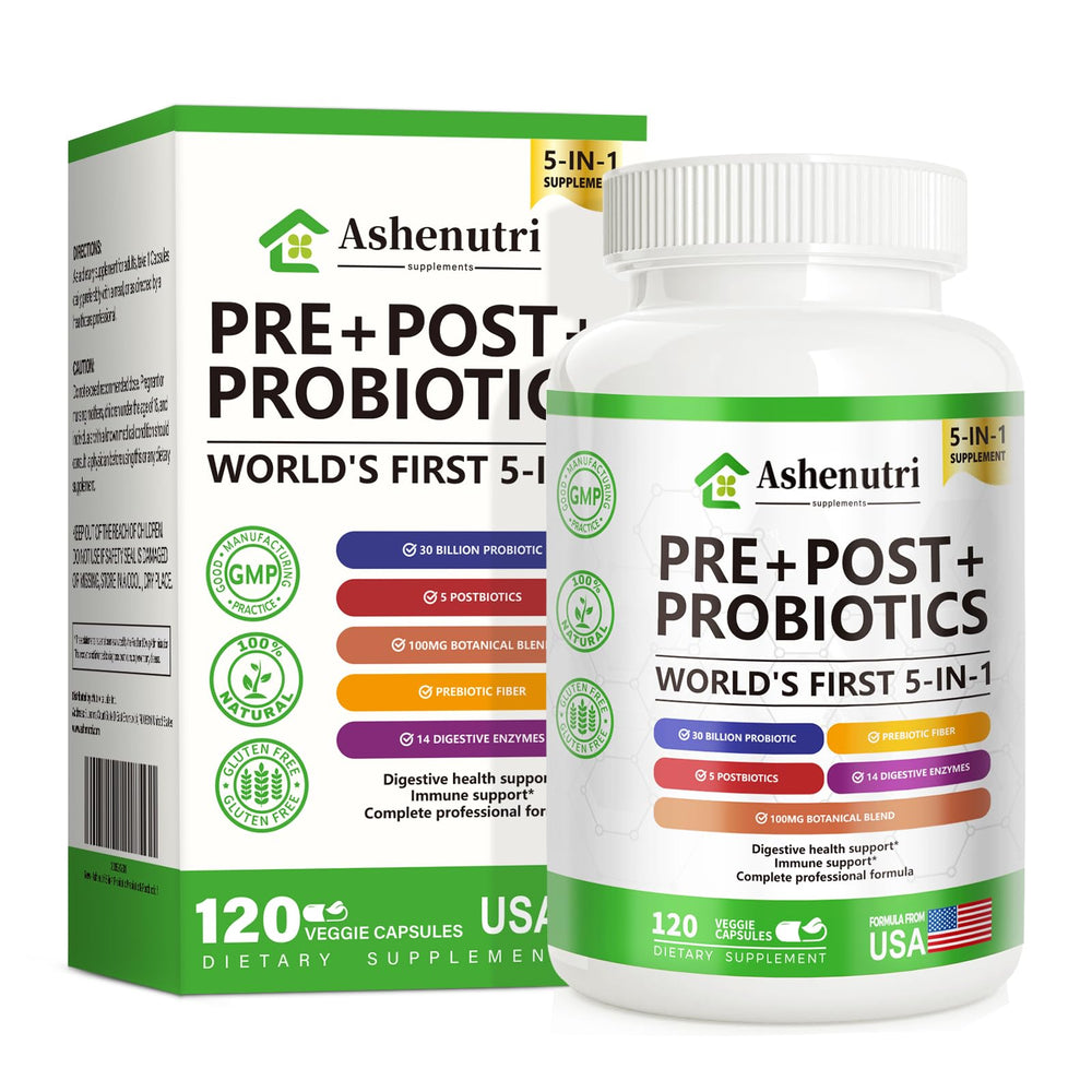 Ashenutri frente del empaque mostrando suplemento y beneficio de soporte intestinal