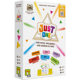 Asmodee Just One vista frontal de la caja, fácil de llevar y listo para jugar