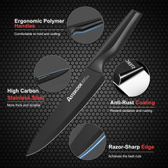 Astercook built-in sharpener detail in block for quick one-handed edge maintenance