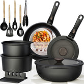 Astercook front packshot showing full 21-piece set and space-saving appeal