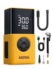 AstroAI L7S front view showing compact pump and built-in gauge benefit quick storage