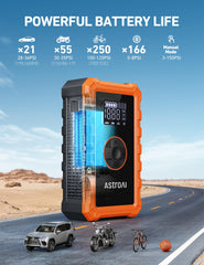 AstroAI S8 Air compresor inflando neumático rápidamente y con parada automática