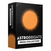 Astrobrights frente del paquete mostrando 320 hojas naranja brillante y ahorro