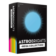 Astrobrights paquete frontal mostrando 320 hojas y ahorro por cantidad