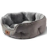 Asvin cama frontal mostrando diseño gris y confort visible