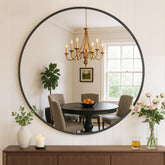 Atilioo 24-inch round mirror front view shows clean modern style and clear reflection