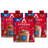 Atkins envase frontal sabor Milk Chocolate mostrando marca y beneficio alto en proteína