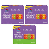 Atkins gomitas pack frontal mostrando 18 unidades y variedad de sabores