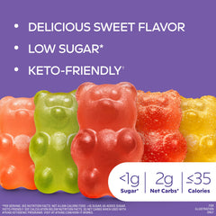 Atkins gomitas textura cerca resaltando masticabilidad y color