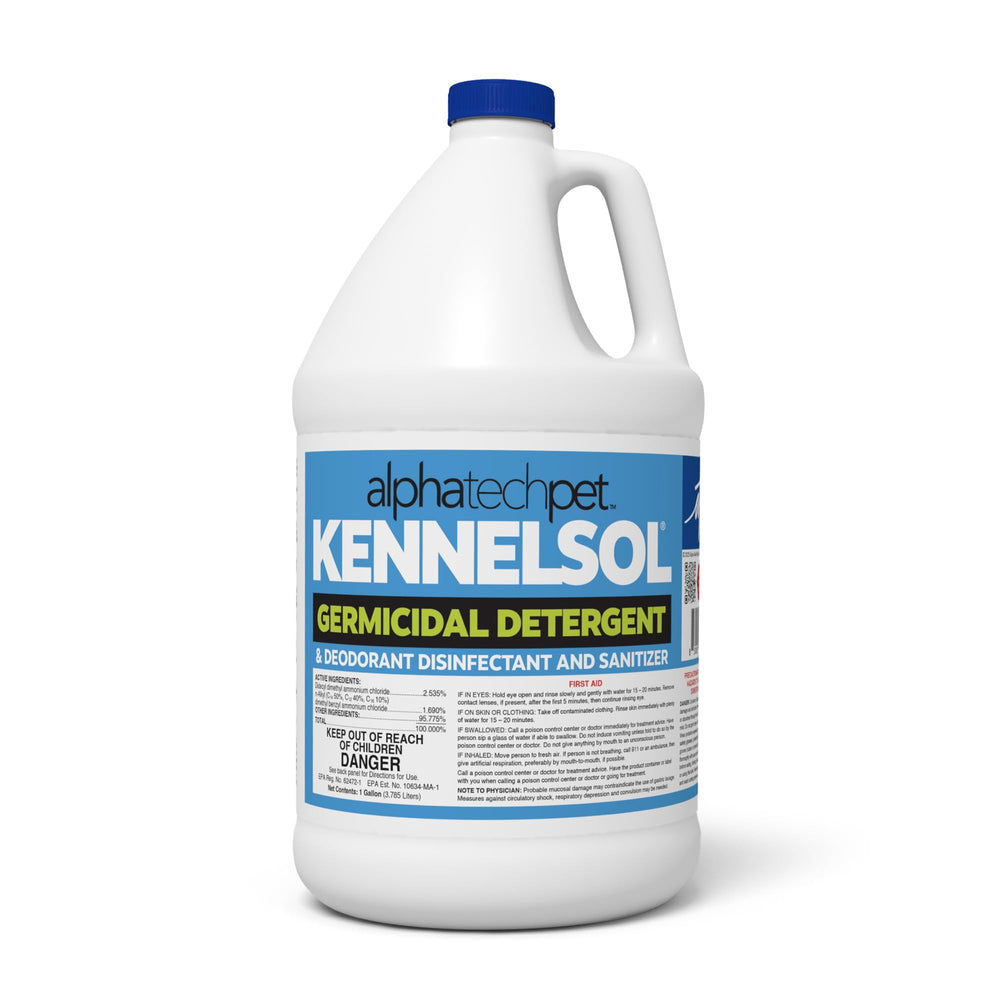 ATP KennelSol vista frontal de la botella mostrando presentación de 128 fl oz y rendimiento