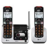 AT&T front view of base and two handsets showing modern design and reliable connectivity