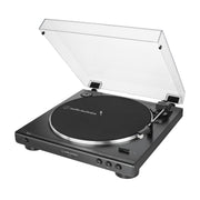 Audio-Technica AT-LP60X-BK front view showing controls and platter, clear setup benefit