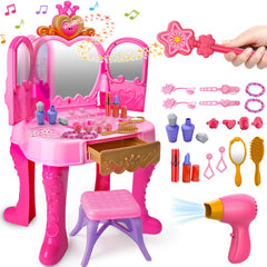 AugToy tocador frontal mesa y silla rosa mostrando set completo y diversión