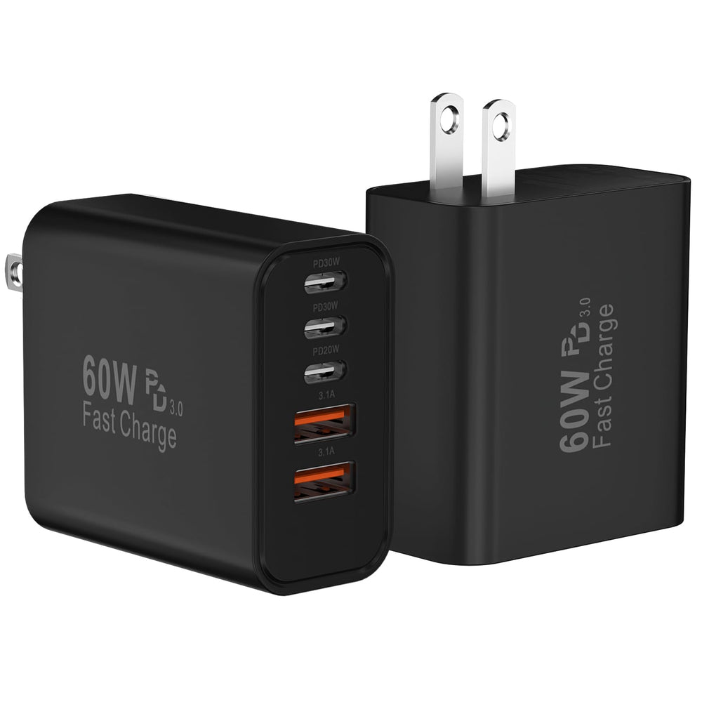 Auorld front view of two 60W charging cubes showing compact design and convenience