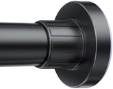 Ausemku barra de ducha frontal mostrando diseño negro y ajuste telescópico para ahorro de espacio