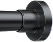 Ausemku barra de ducha frontal mostrando diseño negro y ajuste telescópico para ahorro de espacio