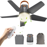 Ausic front view of fan showing blades and LED light, boosts outdoor comfort
