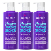 Aussie triple pack front packaging shows three bottles for long-lasting supply