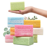 Australian Botanical Soap front packaging showing eight extra-large bars for low-waste benefit