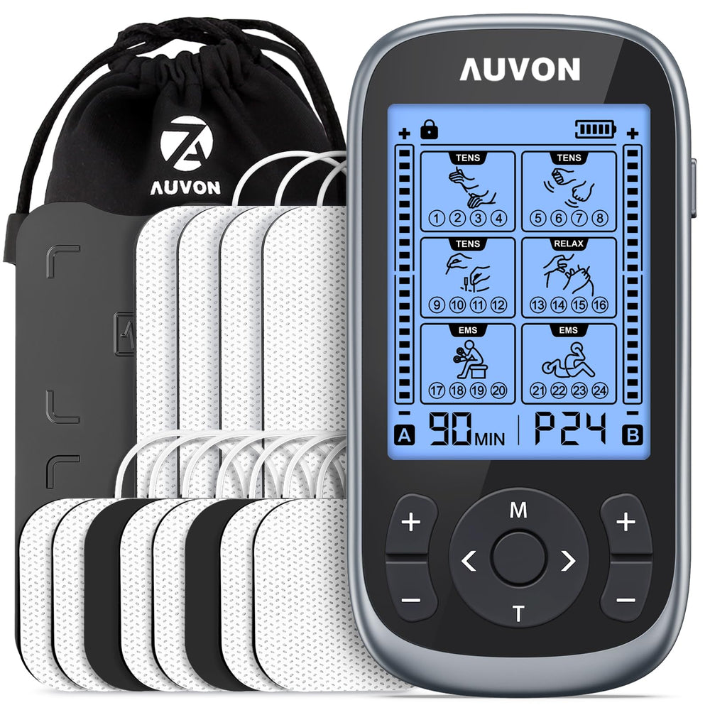 AUVON dispositivo frontal mostrando controles y carcasa de aluminio para durabilidad