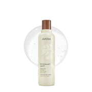 Aveda botella frontal del champú con etiqueta visible y aspecto profesional, limpieza eficaz