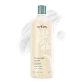 Aveda shampure frente del envase mostrando tamaño y diseño beneficioso