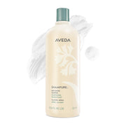 Aveda shampure frente del envase mostrando tamaño y diseño beneficioso