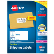 Avery 5163 front packaging showing label pack and quantity for reliable supplies