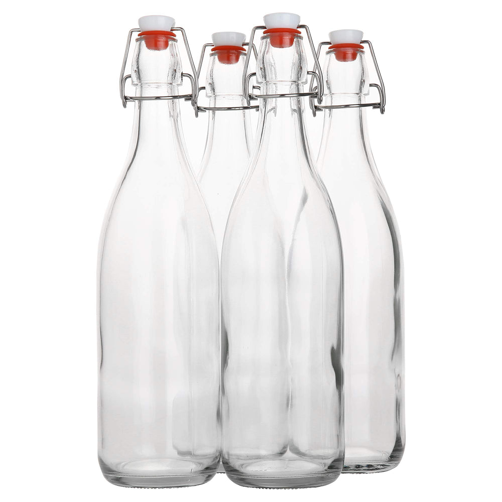 AYL pack frontal de 4 botellas de vidrio 1 litro, almacenamiento seguro