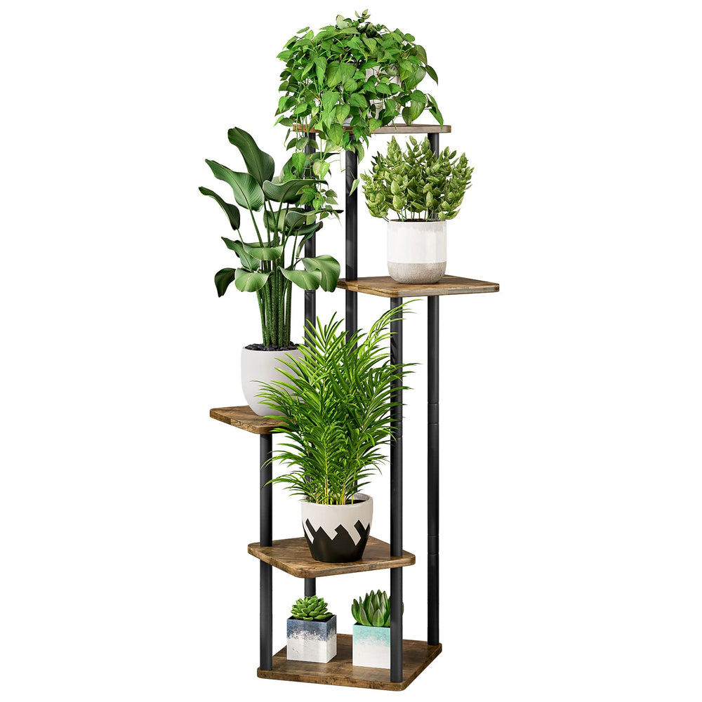 AZERPIAN front view of corner plant stand showing space-saving display benefit