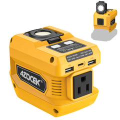 Azocek vista frontal mostrando salida AC y diseño compacto para energía portátil
