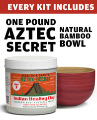 Aztec Secret detalle del cuenco de bambú y textura de la arcilla para mezcla sin metal