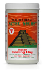 Aztec Secret envase frontal mostrando sello y seguridad, limpieza profunda