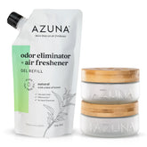 Azuna front jar showing label and sleek packaging, indicating natural odor control