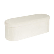 B FSOBEIIALEO front view of ottoman showcasing clean silhouette and cream sherpa