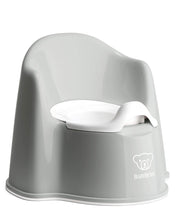BabyBjörn potty chair front view showing ergonomic backrest and armrests for comfort