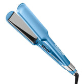 BaBylissPRO flat iron front view showing sleek design and professional finish benefits