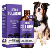 Back 40 Dogs envase frontal que muestra suplemento líquido y beneficios
