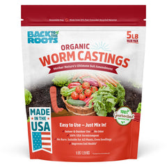 Back to the Roots frente del empaque 5 lb mostrando el producto y beneficios