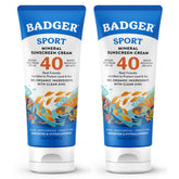 Badger front packaging two-pack showing SPF 40 protection and compact tubes