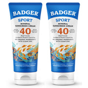 Badger front packaging two-pack showing SPF 40 protection and compact tubes