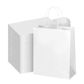 bagmad vista frontal del paquete de 100 bolsas blancas, práctico para comercios