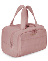 BAGSMART front view showing dark pink puffy toiletry bag, stylish and roomy