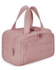 BAGSMART front view showing dark pink puffy toiletry bag, stylish and roomy