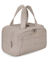 BAGSMART vista frontal del neceser gris-marrón mostrando diseño elegante y espacio
