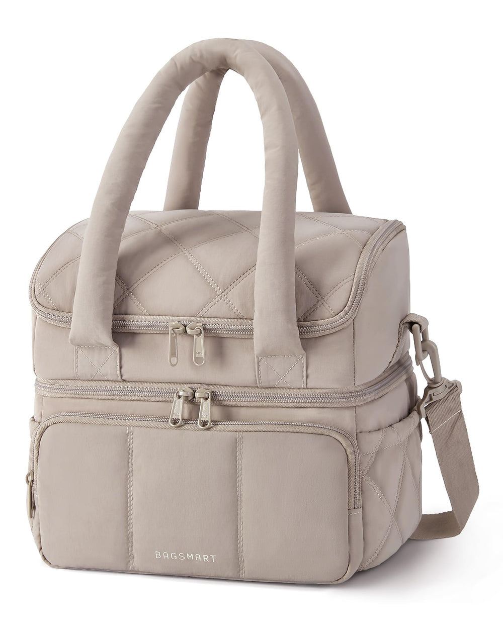 BAGSMART lonchera frente camel mostrando diseño elegante y compacto